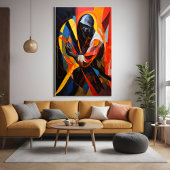 Abstract portret in levendige kleuren moderne kuns perfect poster