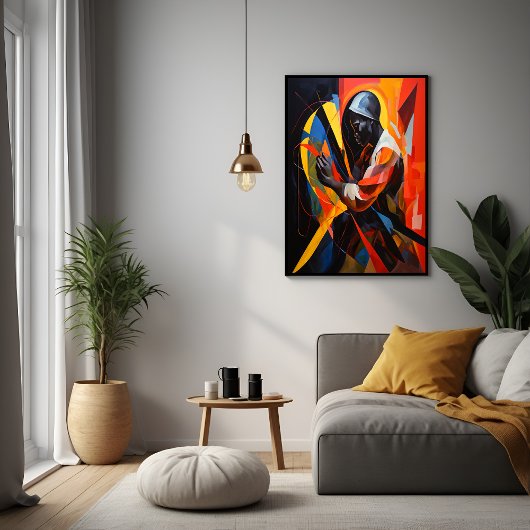 Abstract portret in levendige kleuren moderne kuns perfect poster