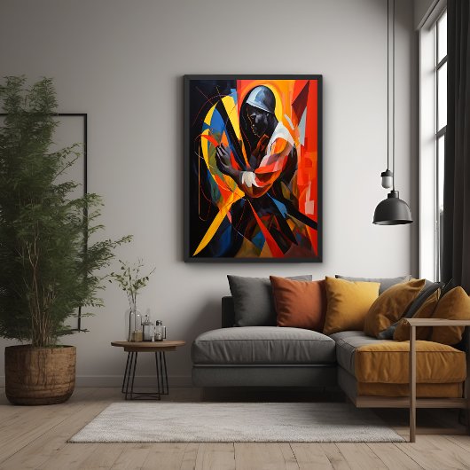Abstract portret in levendige kleuren moderne kuns perfect poster