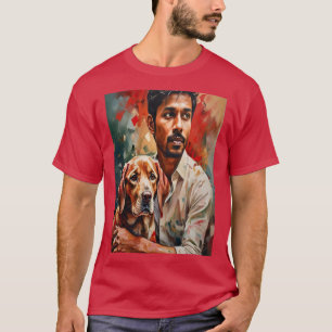 Abstract portret met levendige kleuren t-shirt