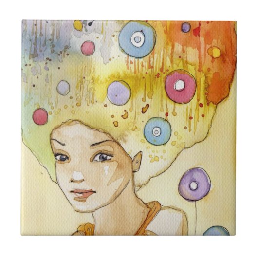 Abstract portret tegeltje (Voorkant)