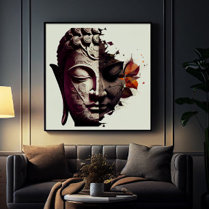 Abstract portret van Boeddha Digitaal Kunst Post Poster