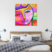 Abstract portret van een kat canvas afdruk (Insitu (Slaapkamer))
