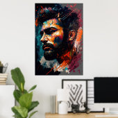 Abstract portret van een man 3 poster (Thuiskantoor)