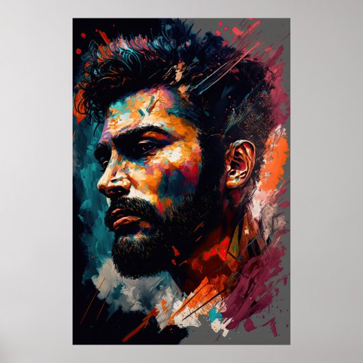 Abstract portret van een man 3 poster (Voorkant)