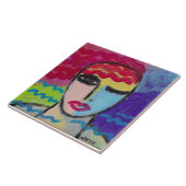 Abstract portret van een roodharige tegeltje (Zijkant)