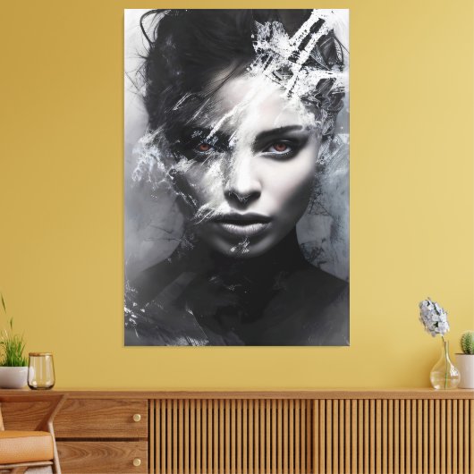 Abstract portret van een vrouw canvas afdruk (Insitu (Woonkamer))