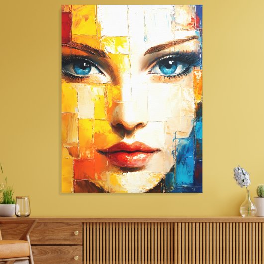 Abstract portret van een vrouw canvas afdruk (Insitu (Woonkamer))