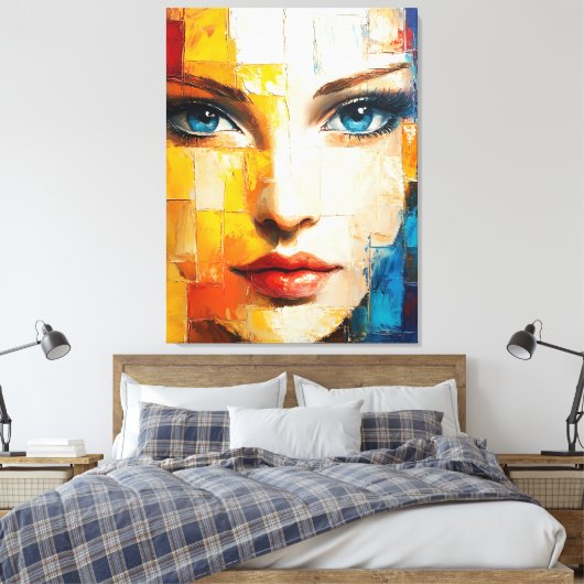 Abstract portret van een vrouw canvas afdruk (Insitu (Slaapkamer))