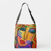 Abstract portret van een vrouwelijke Canvas tas (Achterkant)