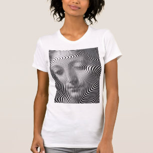 Abstract Portret van Golf Optische Illusie Dames T T-shirt