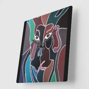 Abstract portretschilderij door Alfred Fox Vierkante Klok