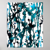 Abstract Poster blauwgroen Waterverf (Voorkant)