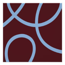 Abstract Poster – Blue Lines Burgundy