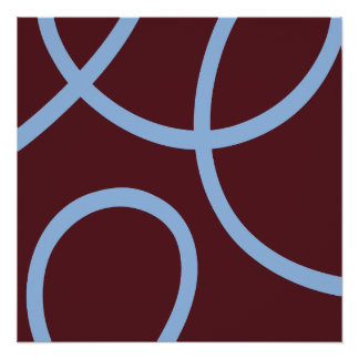 Abstract Poster – Blue Lines Burgundy Perfect Poster