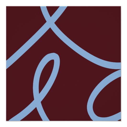 Abstract Poster – Blue Lines on Burgundy (Devant)
