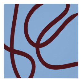 Abstract Poster – Burgundy Lines on Light Blue Perfect Poster