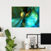 Abstract Poster Jade Flower (Thuiskantoor)