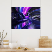 Abstract Poster met vloeiende golven (Keuken)