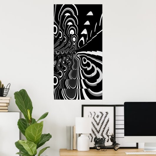 Abstract Poster Ultra Modern Black White Grey (Thuiskantoor)