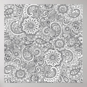 Abstract Poster voor paisleykleurige florale paisl
