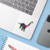 Abstract Psychedelic Dinosaur Brontosaurus Sticker (Laptop met iPhone)