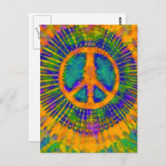 Abstract Psychedelic Stropdas-Dye Peace Sign Briefkaart (Voorkant / Achterkant)
