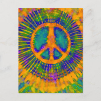 Abstract Psychedelic Stropdas-Dye Peace Sign Briefkaart