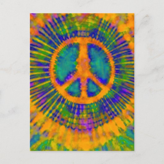 Abstract Psychedelic Stropdas-Dye Peace Sign Briefkaart (Voorkant)