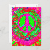 Abstract Psychedelic Stropdas-Dye Peace Sign Briefkaart (Voorkant / Achterkant)