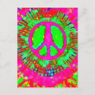 Abstract Psychedelic Stropdas-Dye Peace Sign Briefkaart