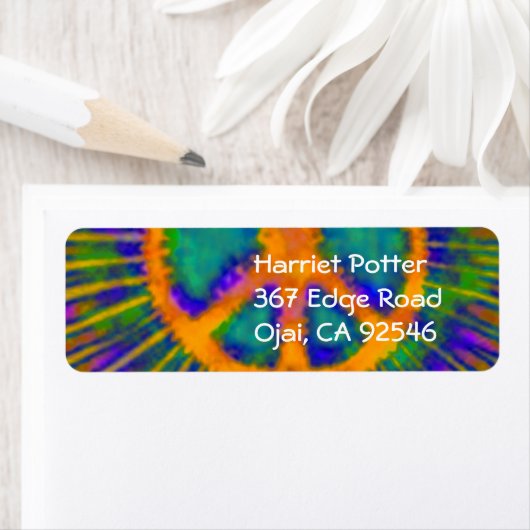 Abstract Psychedelic Stropdas-Dye Peace Sign Etiket (Insitu)