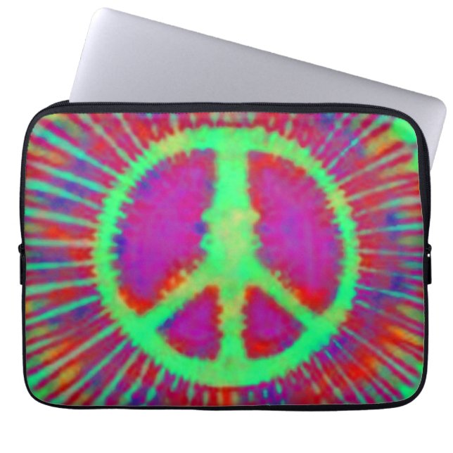 Abstract Psychedelic Stropdas-Dye Peace Sign Laptop Sleeve (Voorkant)