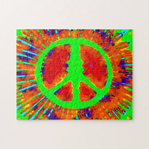 Abstract Psychedelic Stropdas-Dye Peace Sign Legpuzzel