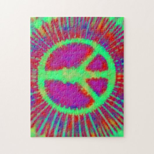 Abstract Psychedelic Stropdas-Dye Peace Sign Legpuzzel (Verticaal)