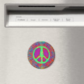 Abstract Psychedelic Stropdas-Dye Peace Sign Magneet (Insitu (Vaatwasser))