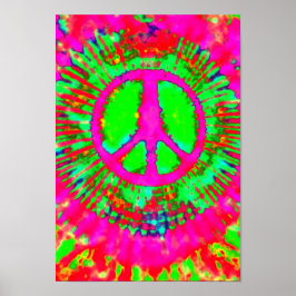 Abstract Psychedelic Stropdas-Dye Peace Sign Poster