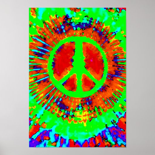 Abstract Psychedelic Stropdas-Dye Peace Sign Poster (Voorkant)
