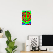 Abstract Psychedelic Stropdas-Dye Peace Sign Poster (Thuiskantoor)