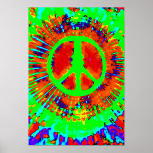 Abstract Psychedelic Stropdas-Dye Peace Sign Poster