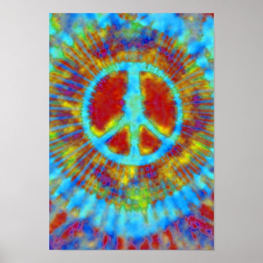 Abstract Psychedelic Stropdas-Dye Peace Sign Poster (Voorkant)