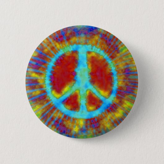 Abstract Psychedelic Stropdas-Dye Peace Sign Ronde Button 5,7 Cm (Voorkant)