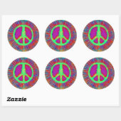 Abstract Psychedelic Stropdas-Dye Peace Sign Ronde Sticker (Vel)