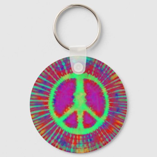Abstract Psychedelic Stropdas-Dye Peace Sign Sleutelhanger (Voorkant)