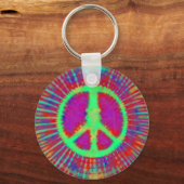 Abstract Psychedelic Stropdas-Dye Peace Sign Sleutelhanger (Voorkant)