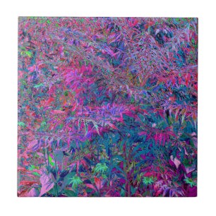 Abstract psychedelische regenboogkleuren bloementu tegeltje