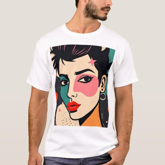 Abstract Punk portret T-shirt (Voorkant)