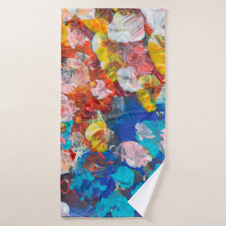 Abstract punt uitstrijkstreep acryl en waterc badhanddoek