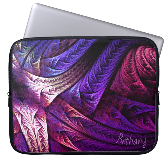 Abstract Purple Fractals Personalized Laptop Sleeve (Voorkant)