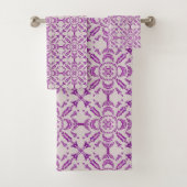 Abstract Purple Orchid Flower Design Pattern Art Bad Handdoek (Insitu)